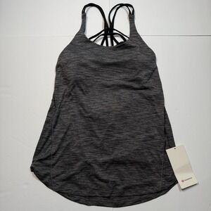 Lululemon Moment To Movement Tank Top Womens 12 Gray 2-in-1 Built In Bra Yoga